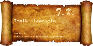 Tomik Klemencia névjegykártya